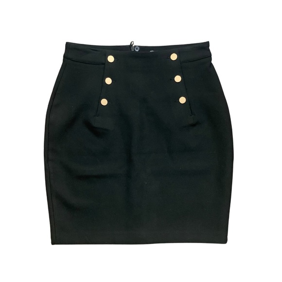 H&M Button Black Pencil Skirt High Waist | Size 8 - Picture 1 of 6